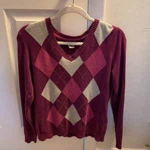 Purple n grey Argyle sweater <3